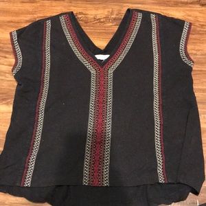 Madewell Embroidered Black Short Sleeve Top